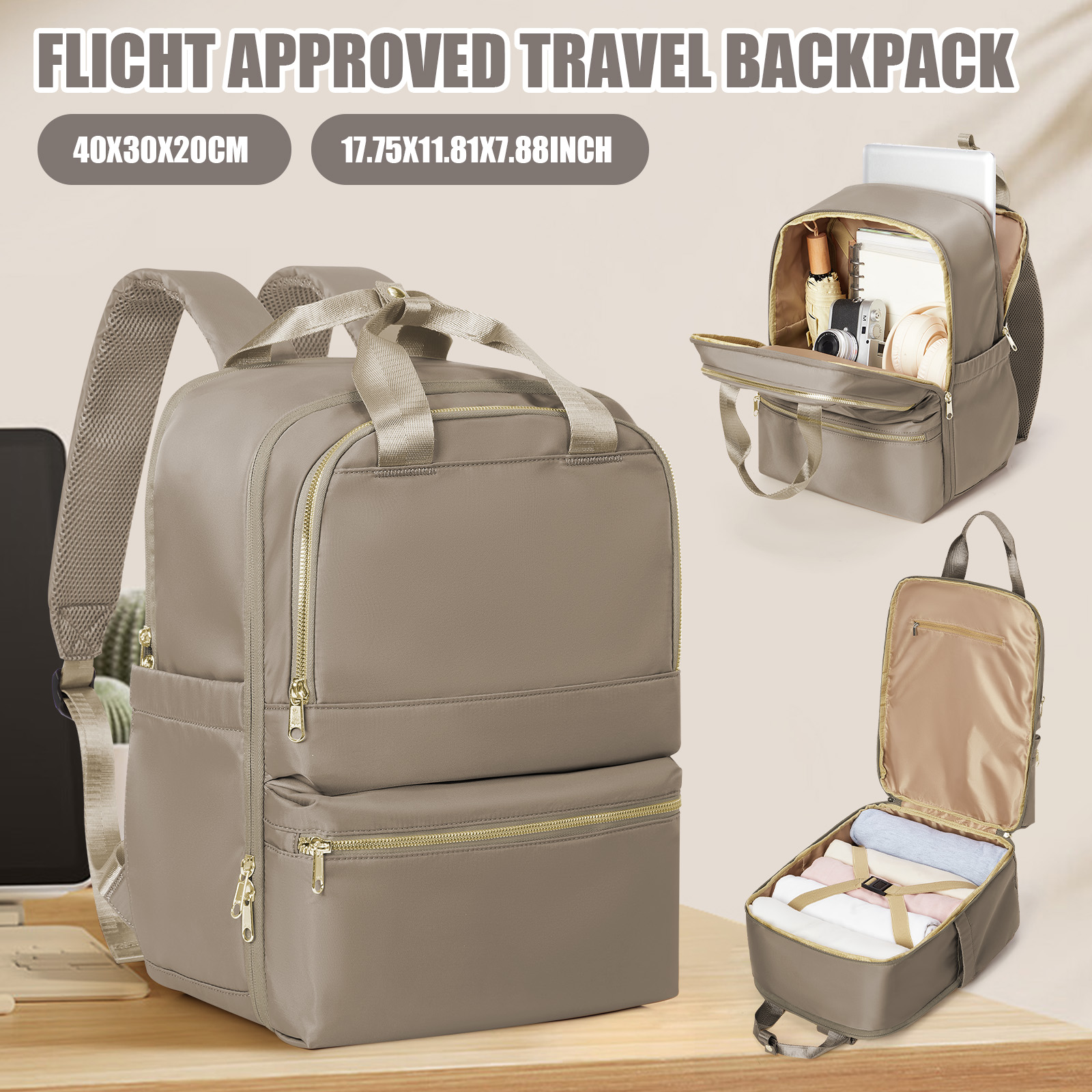 Canvas Backpack Casual - Ryanair 40x30x20 حقيبة السفر للنساء، المعلم
