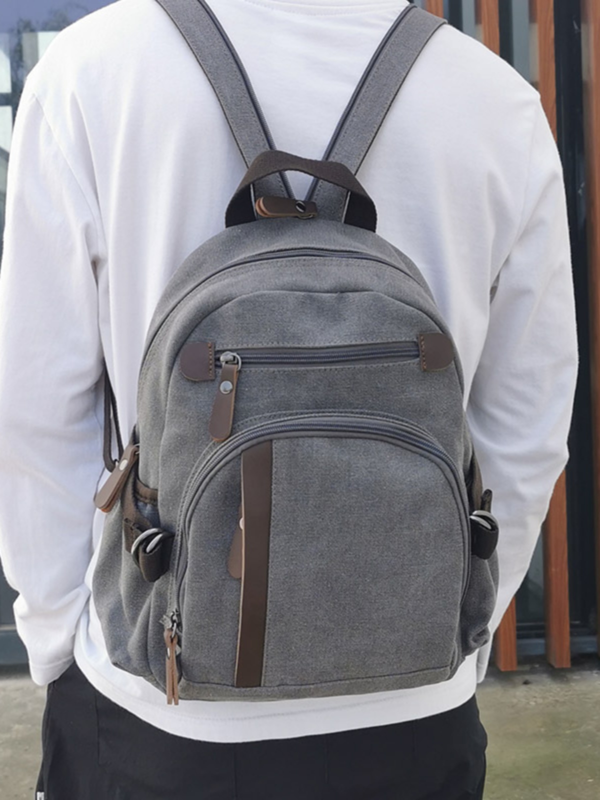 Canvas Backpack Casual - حقيبة ظهر صغيرة من القماش، حقيبة