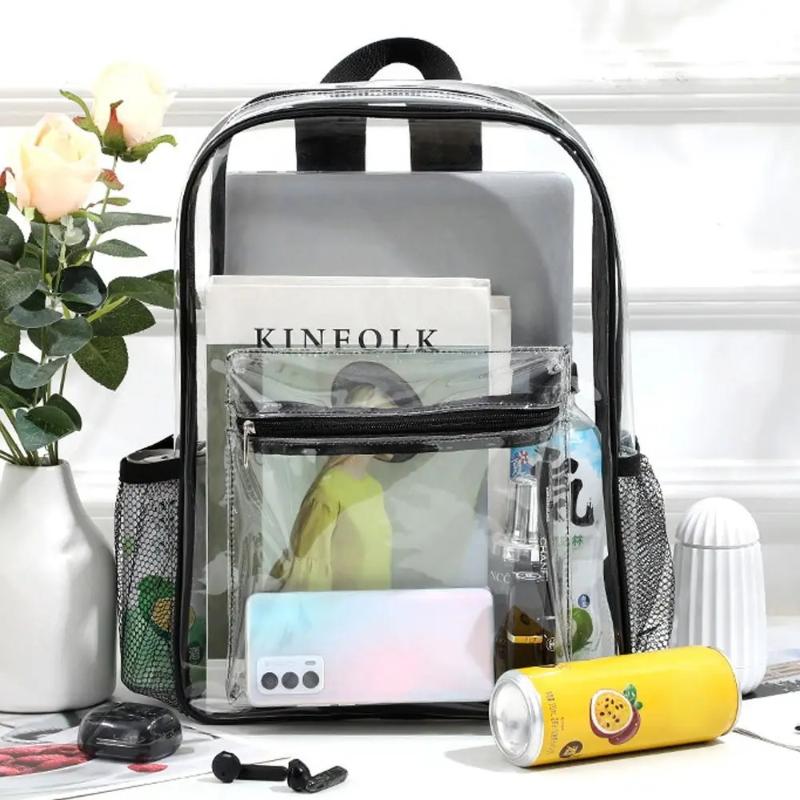 Canvas Backpack Casual - حقيبة ظهر شفافة من PVC للرياضات